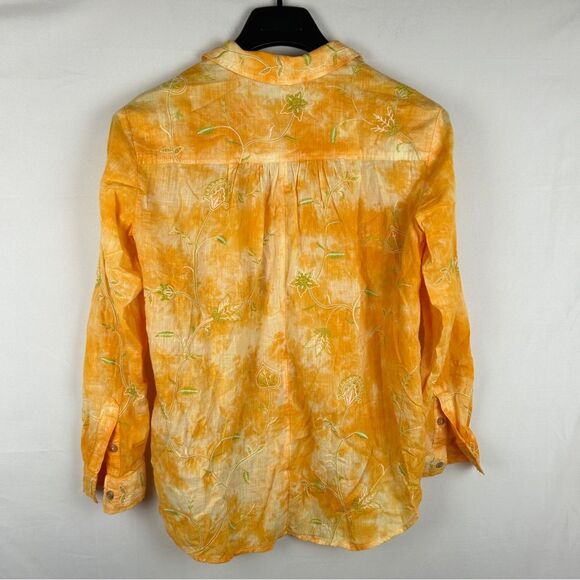 Anthropologie pilcro Yellow/orange tie dye embroidered button shirt size XSP - Picture 7 of 7